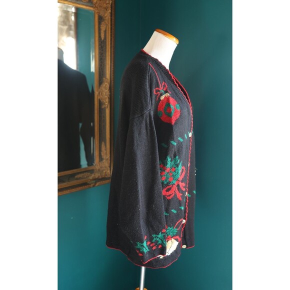 VTG Style Studio Christmas Knit Button Cardigan Holiday Shimmer Candy Canes 1X - Picture 6 of 8